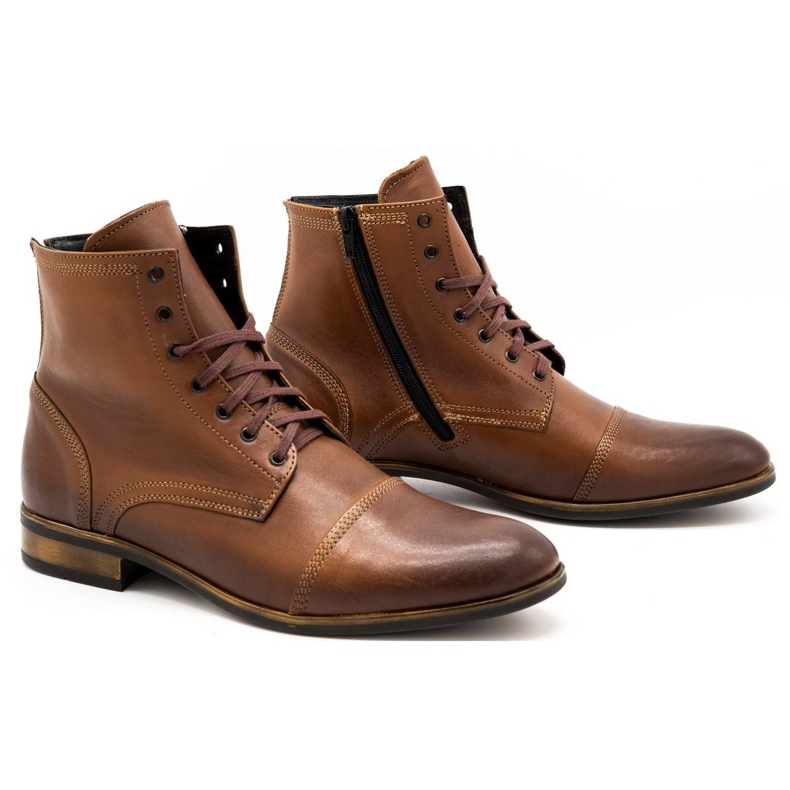 Olivier Botas Chelsea de couro para homem 287D Św castanho marrom 2