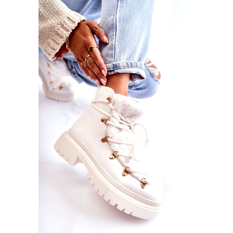 PS1 Botas quentes de couro ecológico Arisa branca branco 3