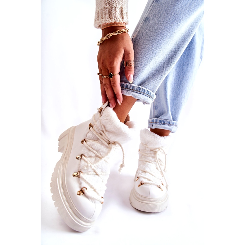 PS1 Botas quentes de couro ecológico Arisa branca branco 1