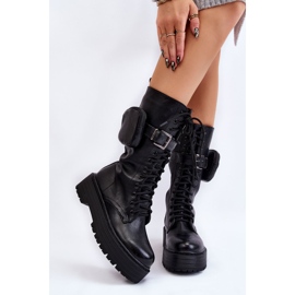 BM Botas femininas Bov com cadarço preto Lillien preto 1