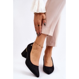 PS1 Sapatos clássicos de salto alto de camurça com decoração Derren preta preto 1