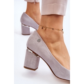 PS1 Sapatos clássicos de salto alto de camurça com enfeites Derren cinza 5