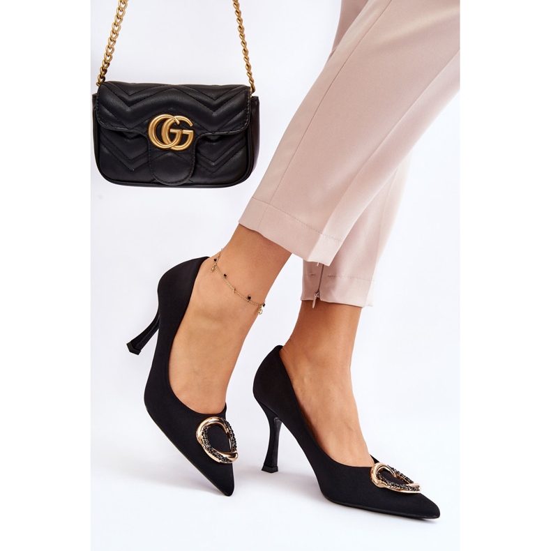 PS1 Saltos altos elegantes com elegante decoração preta preciosa preto 2