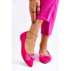 PS1 Bailarinas femininas com decote em V com laço decorativo fúcsia luminoso rosa 1 PS1 Bailarinas femininas com decote em V com laço decorativo fúcsia luminoso rosa 1