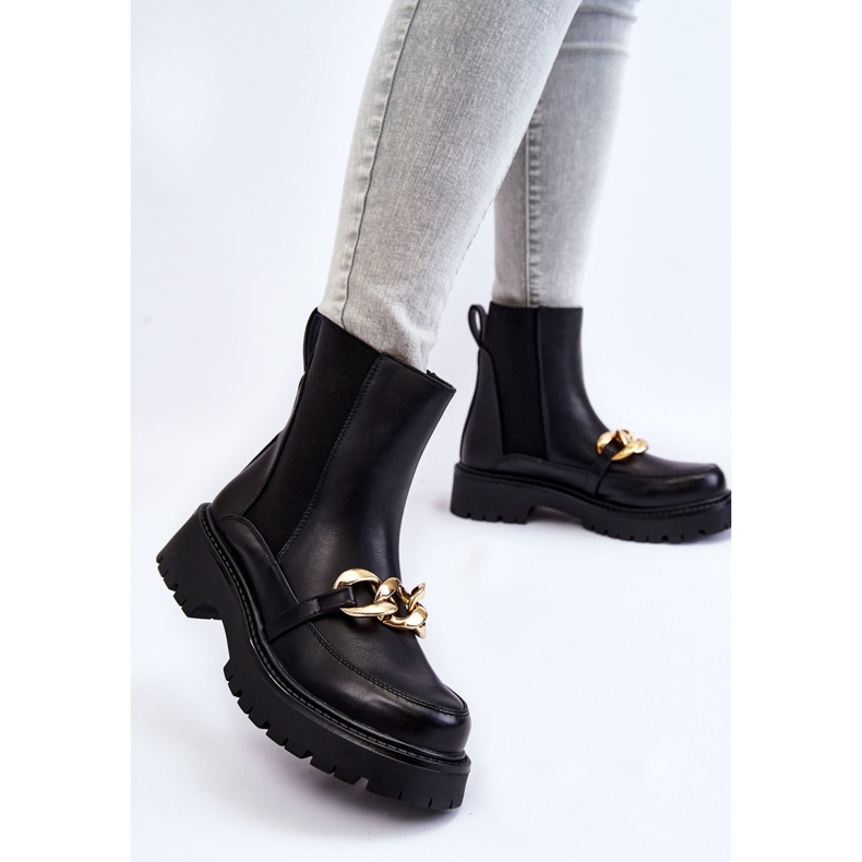 PG1 Botas femininas quentes com decoração frontal preto Tilda 2