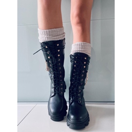 BM Botas de equitação femininas com corrente Totah Black preto 1