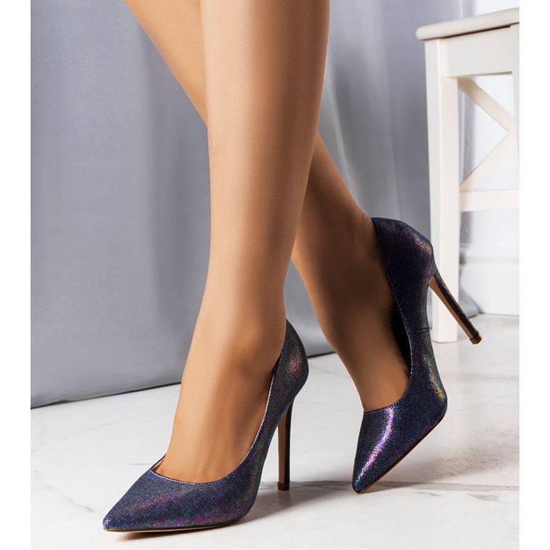 Bombas roxas saltos altos brilhantes tolet 1