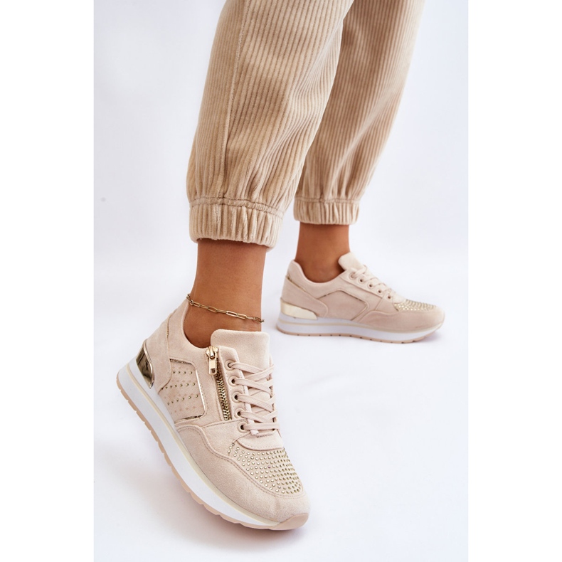 PG1 Sapatos esportivos femininos com zíper decorativo creme Adrea multicolorido 2