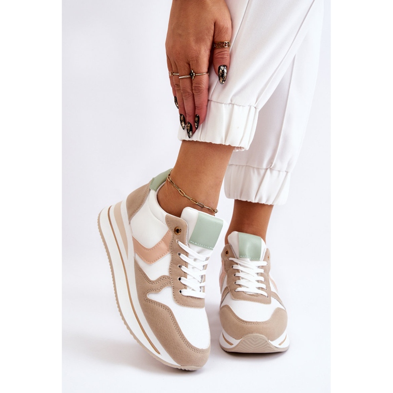 PG1 Tênis esportivo feminino branco e bege Neva 1