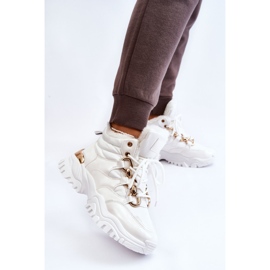 Botas esportivas femininas isoladas com cadarço Trappers branco Bastini 2