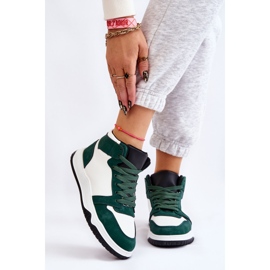 BM Sapatos esportivos femininos de cano alto branco e verde Rumor 1