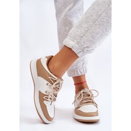 BM Tênis clássico feminino com cadarço duplo branco-bege Jella 2