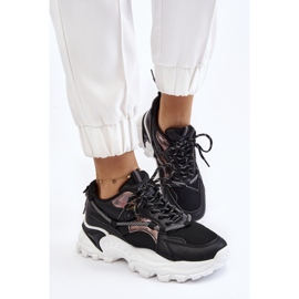 PA1 Sapatos esportivos femininos com cadarço na plataforma preto Minea 4