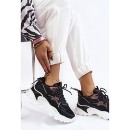 PA1 Sapatos esportivos femininos com cadarço na plataforma preto Minea 7