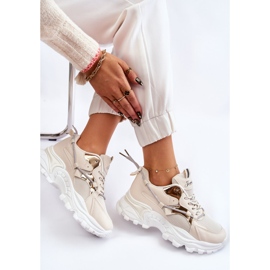 PA1 Sapatos esportivos femininos com cadarço na plataforma bege Minea 1
