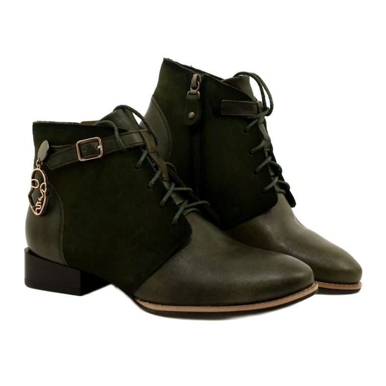 Botas femininas de couro Maciejka 5743A-09 Botas verdes 6