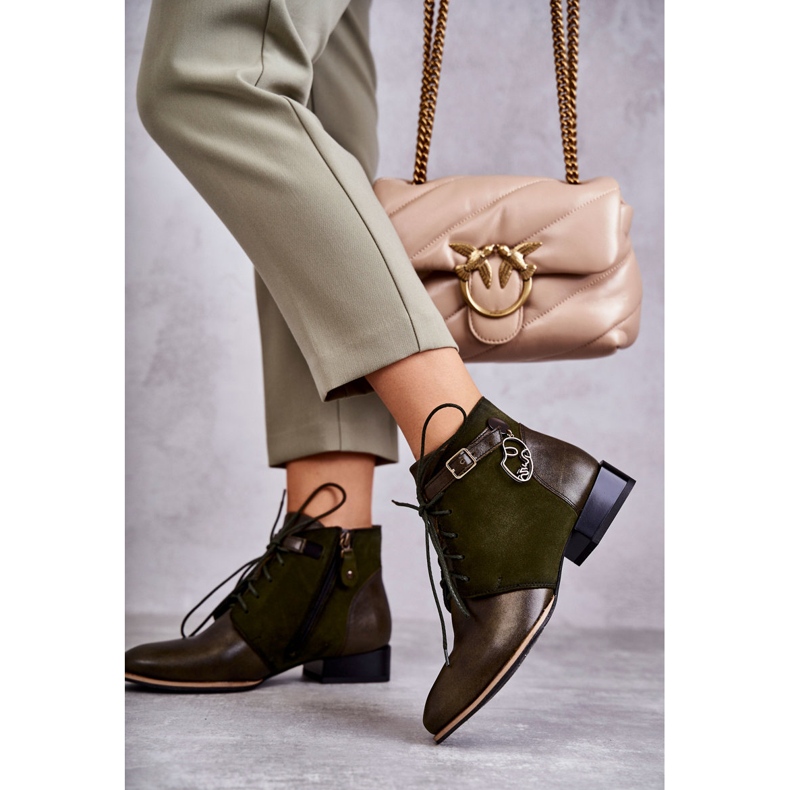Botas femininas de couro Maciejka 5743A-09 Botas verdes 1