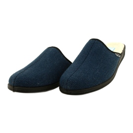 Chinelos masculinos Befado isolados com pele de ovelha pu 000M325, azul marinho 3