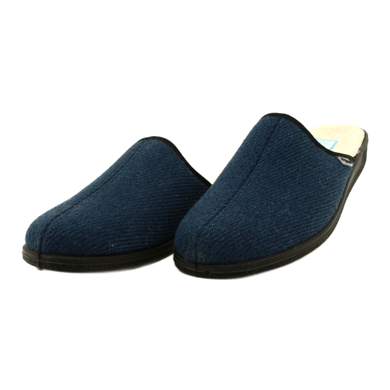 Chinelos masculinos Befado isolados com pele de ovelha pu 000M325, azul marinho 3