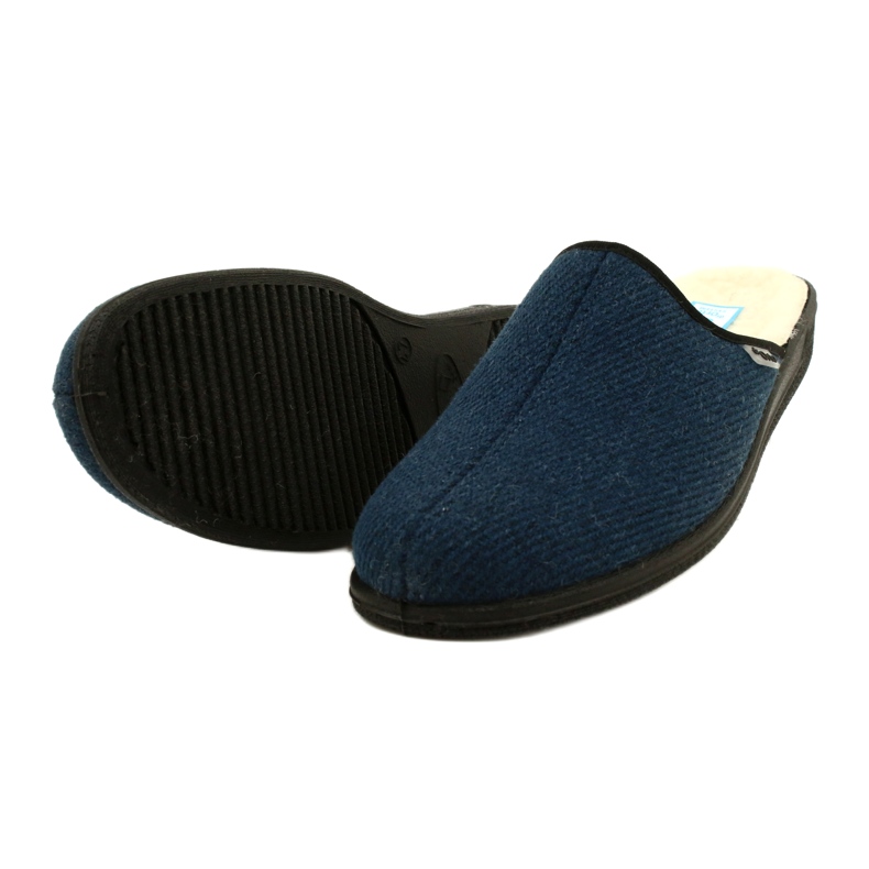 Chinelos masculinos Befado isolados com pele de ovelha pu 000M325, azul marinho 4