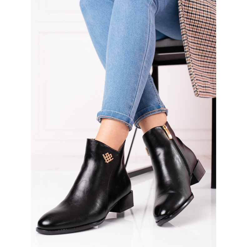 W. Potocki Bota de mulher Potocki com salto plano preto 1