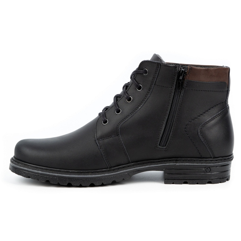 Polbut Botas de inverno em pele de homem J34S Preto com castanho marrom 1
