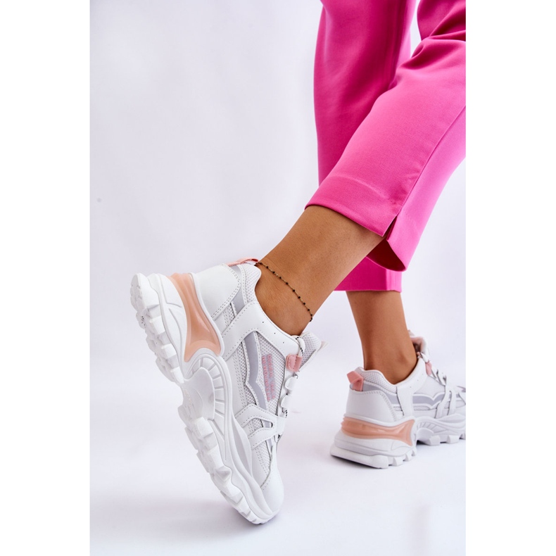 BM Tênis de plataforma feminino da moda Biko branco-rosa 2