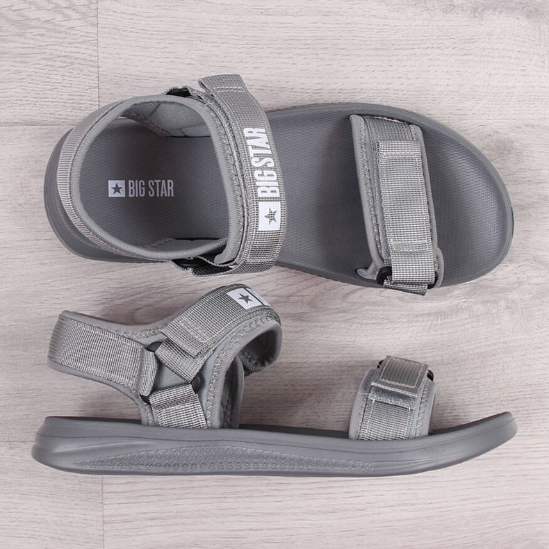 Sandálias desportivas de homem Grey Big Star HH174843 com velcro cinza 1