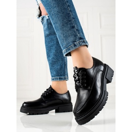 La.Fi sapatos de moda com cadarço preto 1