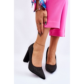 Sapatos de camurça com tachas decorativas pretas preto 1