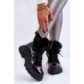 Botas femininas com cadarço de pele preto Merron 1 Botas femininas com cadarço de pele preto Merron 1