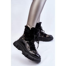 Botas femininas com cadarço de pele preto Merron 2 Botas femininas com cadarço de pele preto Merron 2