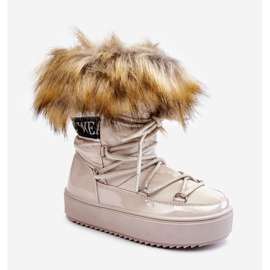 Botas de neve isoladas com cadarço infantil bege Colioris marrom 1