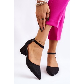 PG1 Sapatos de salto baixo elegantes e brilhantes pretos Leilany 1