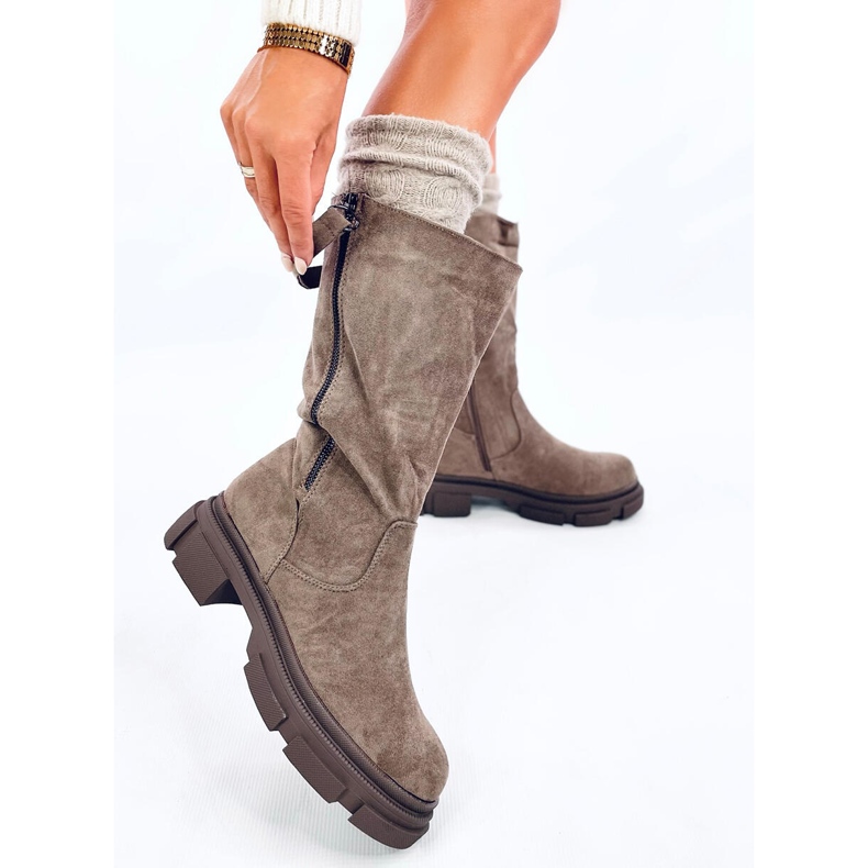 Botas femininas planas Slade cáqui bege 2