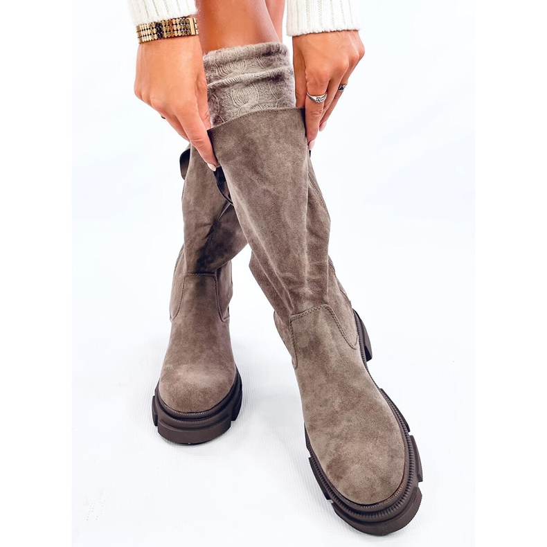 Botas femininas planas Slade cáqui bege 1