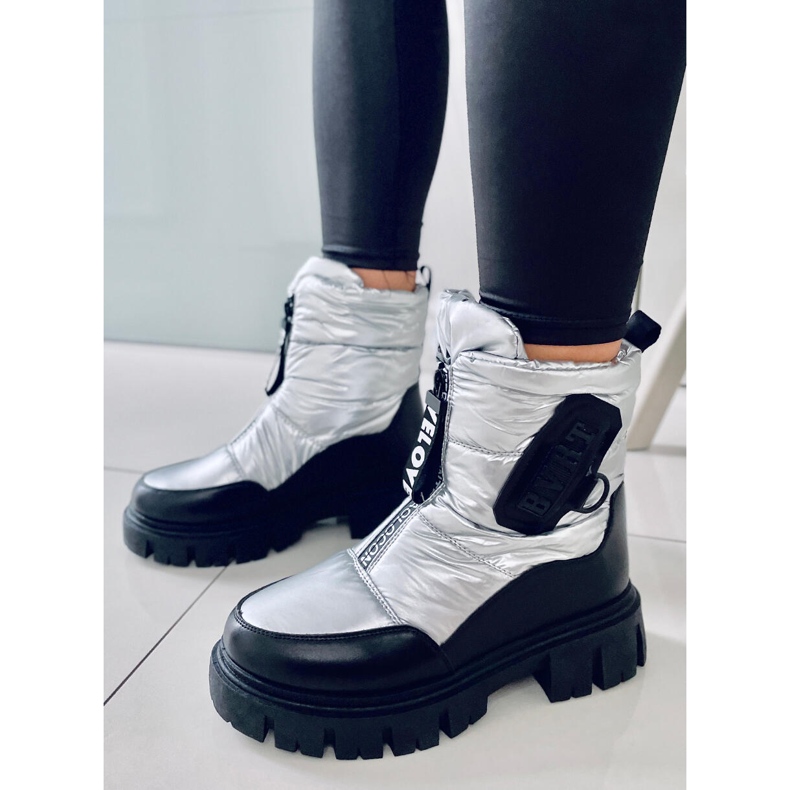 PA1 Botas de neve de mulher Wells Silver preto prata 1