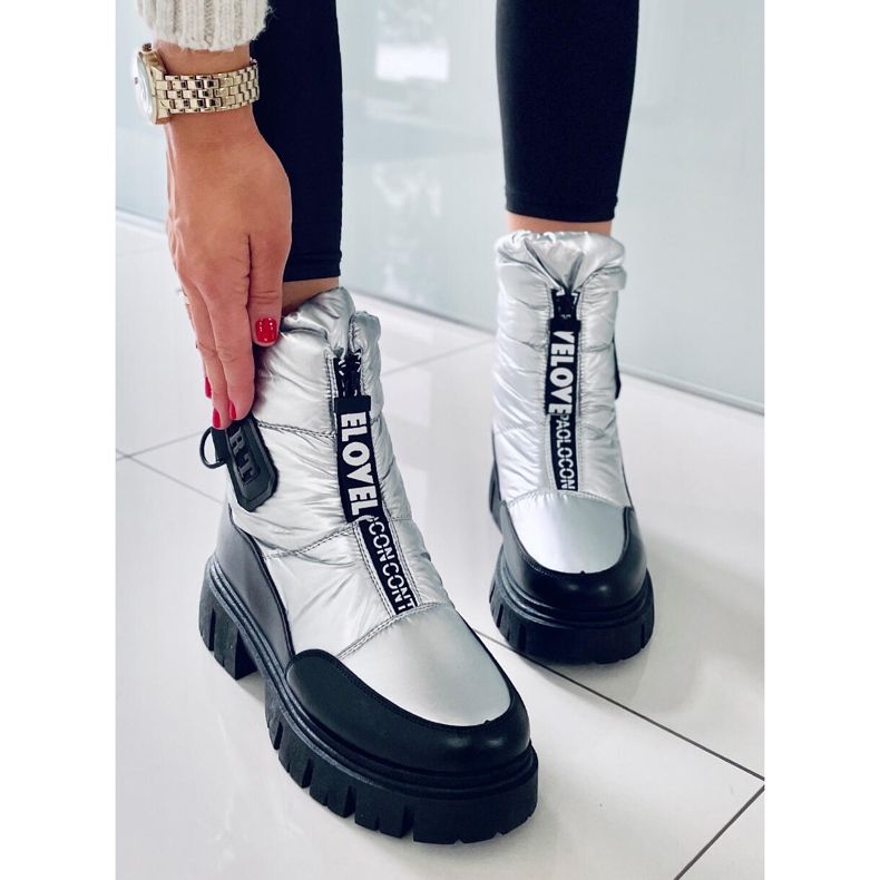 PA1 Botas de neve de mulher Wells Silver preto prata 2
