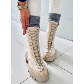 BM Botas de mulher Wayne Beige com atacadores bege 2