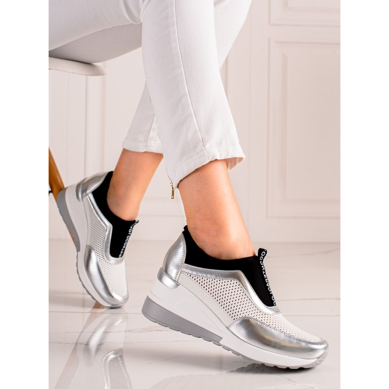 Tênis VINCEZA openwork branco prata 2