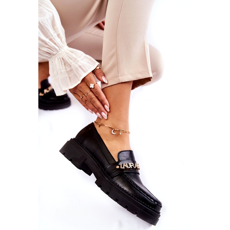 Mocassins de couro letras La.Fi 210001B-PU preto 4