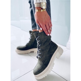 Bota Roisin Green de camurça com cadarço verde 2