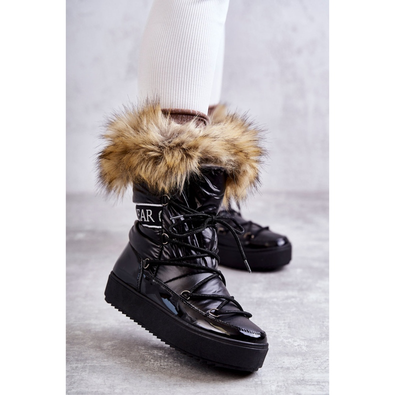 FM1 Botas de neve femininas com cadarço Santero pretas preto 1 FM1 Botas de neve femininas com cadarço Santero pretas preto 1