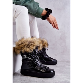 FM1 Botas de neve femininas com cadarço Santero pretas preto 4 FM1 Botas de neve femininas com cadarço Santero pretas preto 4