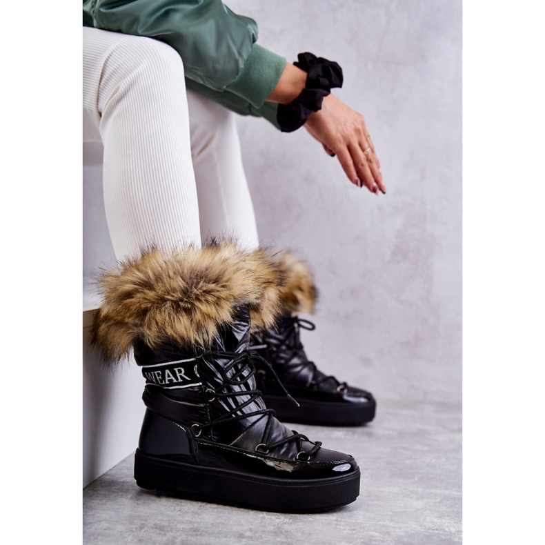 FM1 Botas de neve femininas com cadarço Santero pretas preto 4 FM1 Botas de neve femininas com cadarço Santero pretas preto 4
