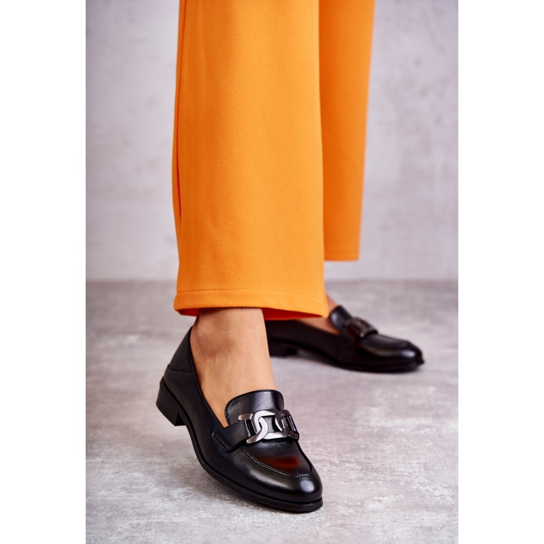 Vinceza Mocassins de couro elegantes em trígono preto 1