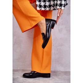 Vinceza Mocassins de couro elegantes em trígono preto 2