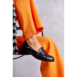 Vinceza Mocassins de couro elegantes em trígono preto 4