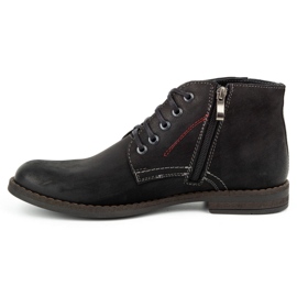 Kampol Botas de inverno de homem em pele 103KAM pretas preto 1