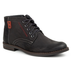 Kampol Botas de inverno de homem em pele 103KAM pretas preto 2
